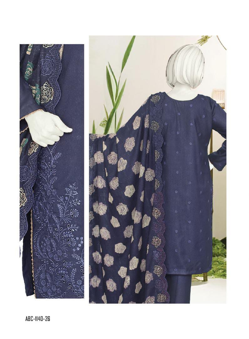 Zahay Naseeb by ABC Fabric | Unstitch 3 Pc Embroidered Winter Zarri Collection