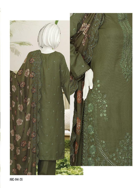 Zahay Naseeb by ABC Fabric | Unstitch 3 Pc Embroidered Winter Zarri Collection