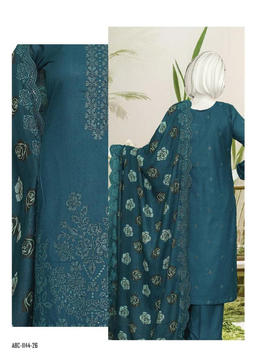 Zahay Naseeb by ABC Fabric | Unstitch 3 Pc Embroidered Winter Zarri Collection