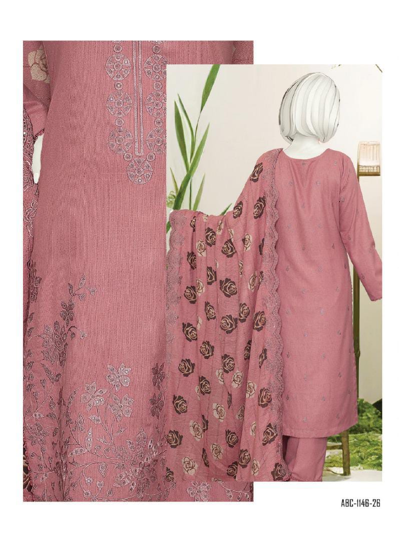 Zahay Naseeb by ABC Fabric | Unstitch 3 Pc Embroidered Winter Zarri Collection