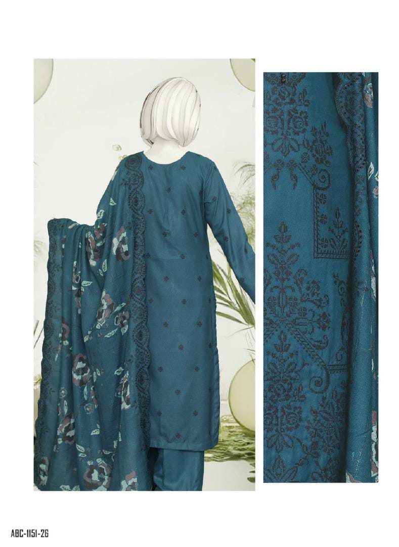 Zahay Naseeb by ABC Fabric | Unstitch 3 Pc Embroidered Winter Zarri Collection