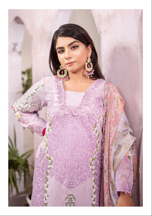 Silwalo | Exclusive Stitched 3-Piece Embroidered Soft Cotton with Chiffon Dupatta