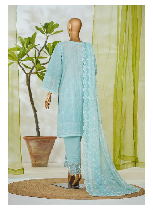 Bin Saeed | Stitch 3 PC White & White Embroidered Lawn Collection