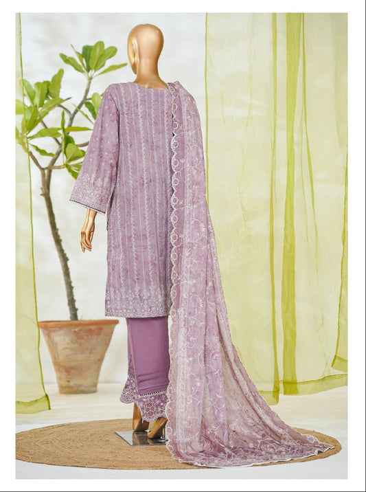 Bin Saeed | Stitch 3 PC White & White Embroidered Lawn Collection - BarerahFabrics