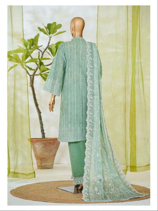 Bin Saeed | Stitch 3 PC White & White Embroidered Lawn Collection - BarerahFabrics