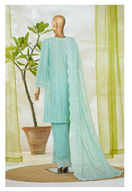 Bin Saeed | Stitch 3 PC White & White Embroidered Lawn Collection