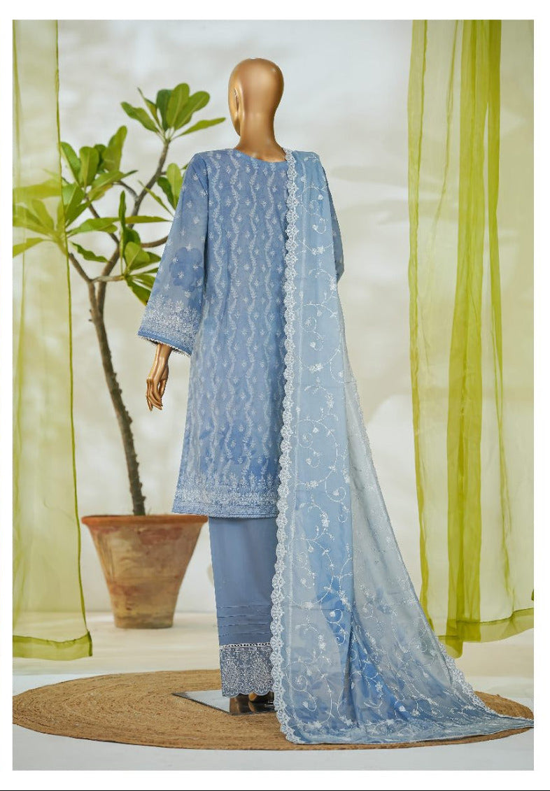 Bin Saeed | Stitch 3 PC White & White Embroidered Lawn Collection