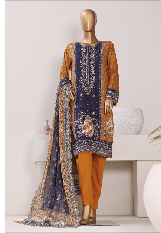 Bin Saeed | Stitch 3 PC Embroidered Lawn with Embroidered Dupatta Collection