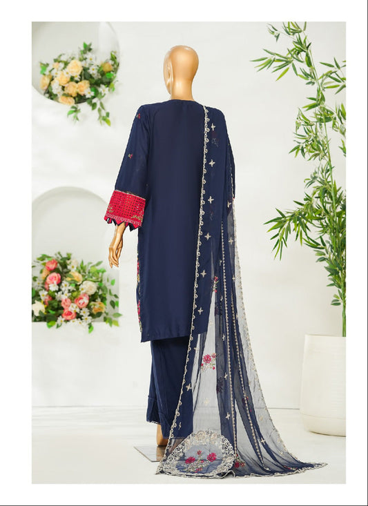 Bin Saeed | Stitched 3 Pc Luxury Embroidered Lawn with Embroidered Chiffon Dupatta