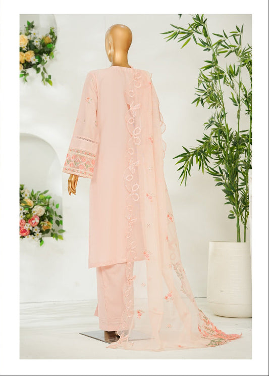 Bin Saeed | Stitched 3 Pc Luxury Embroidered Lawn with Embroidered Chiffon Dupatta