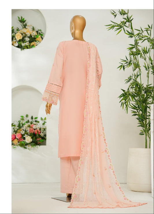 Bin Saeed | Stitched 3 Pc Luxury Embroidered Lawn with Embroidered Chiffon Dupatta
