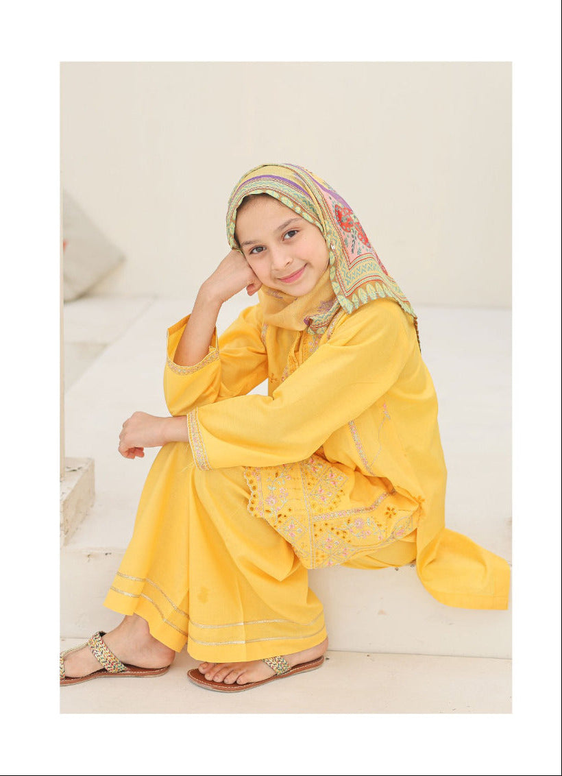 Suntex Fabrics | Shifa Kids Stitched 3 Pc Embroidered Lawn Festive Eid Collection