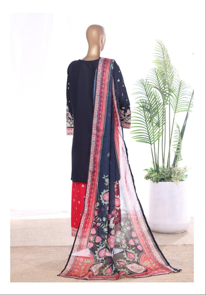 Bin Saeed | Stitched 3 Pc Luxury Embroidered Lawn With Printed dupatta