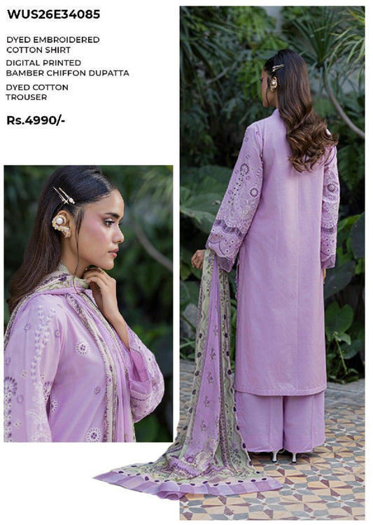 ZELLBURY | Unstitched 3 Piece Embroidered Chikankari Collection