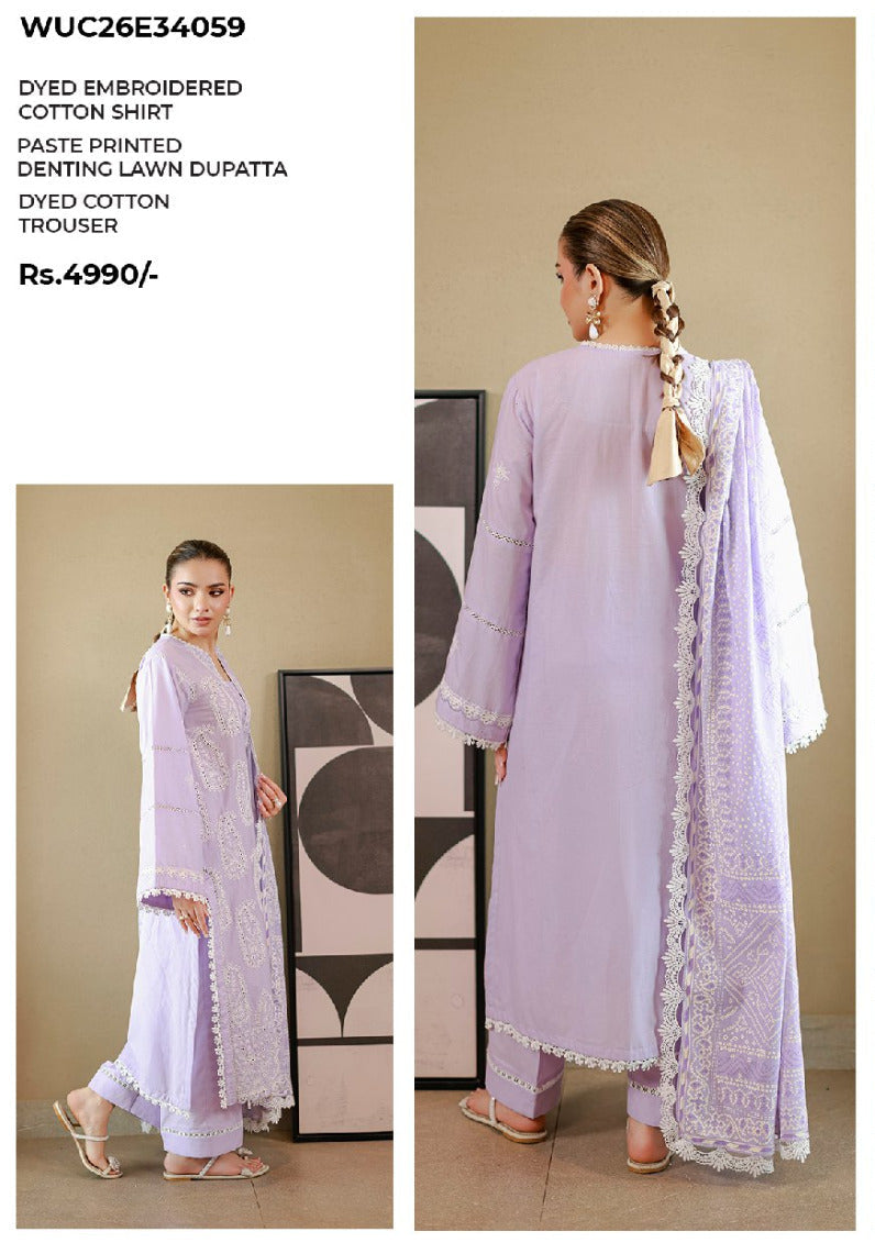 ZELLBURY | Unstitched 3 Piece Embroidered Chikankari Collection