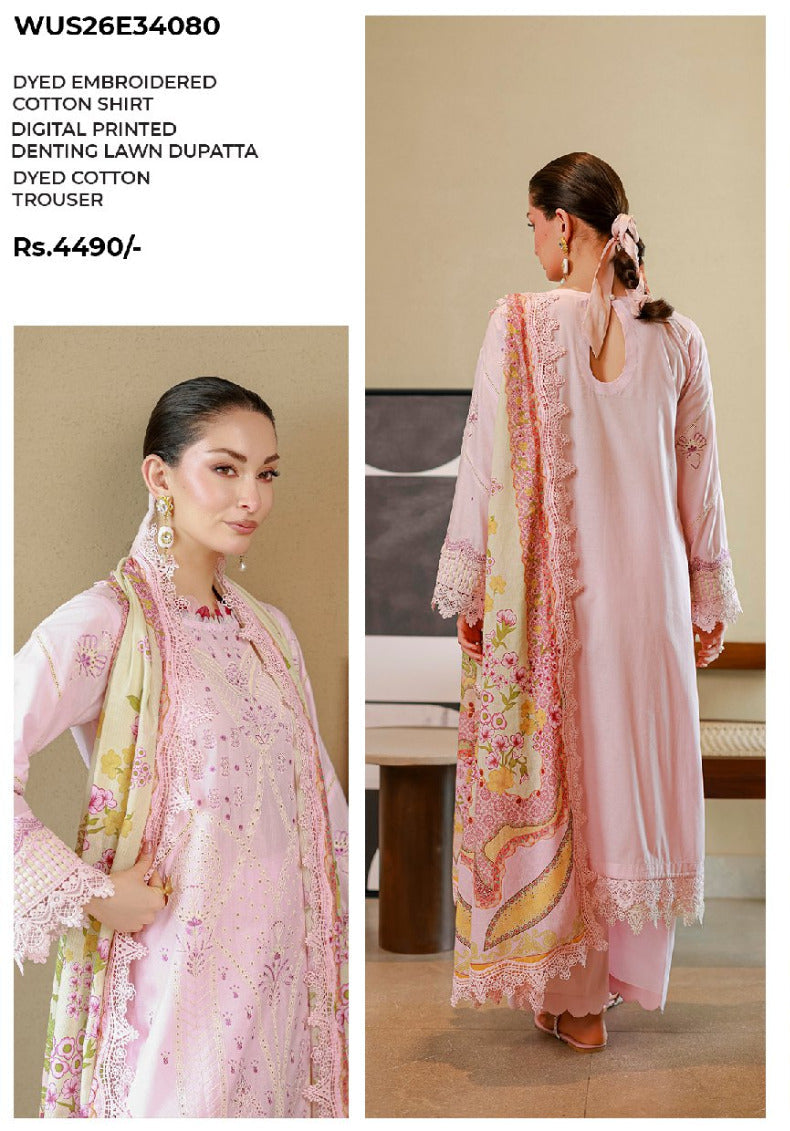 ZELLBURY | Unstitched 3 Piece Embroidered Chikankari Collection