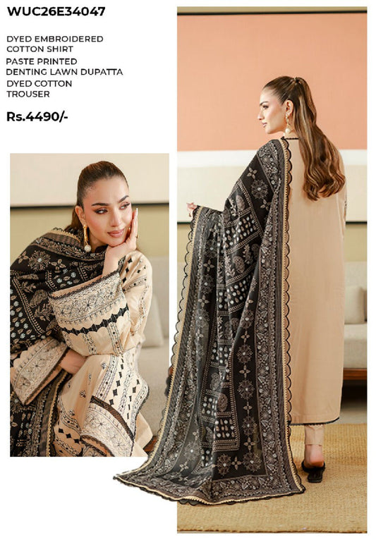 ZELLBURY | Unstitched 3 Piece Embroidered Chikankari Collection
