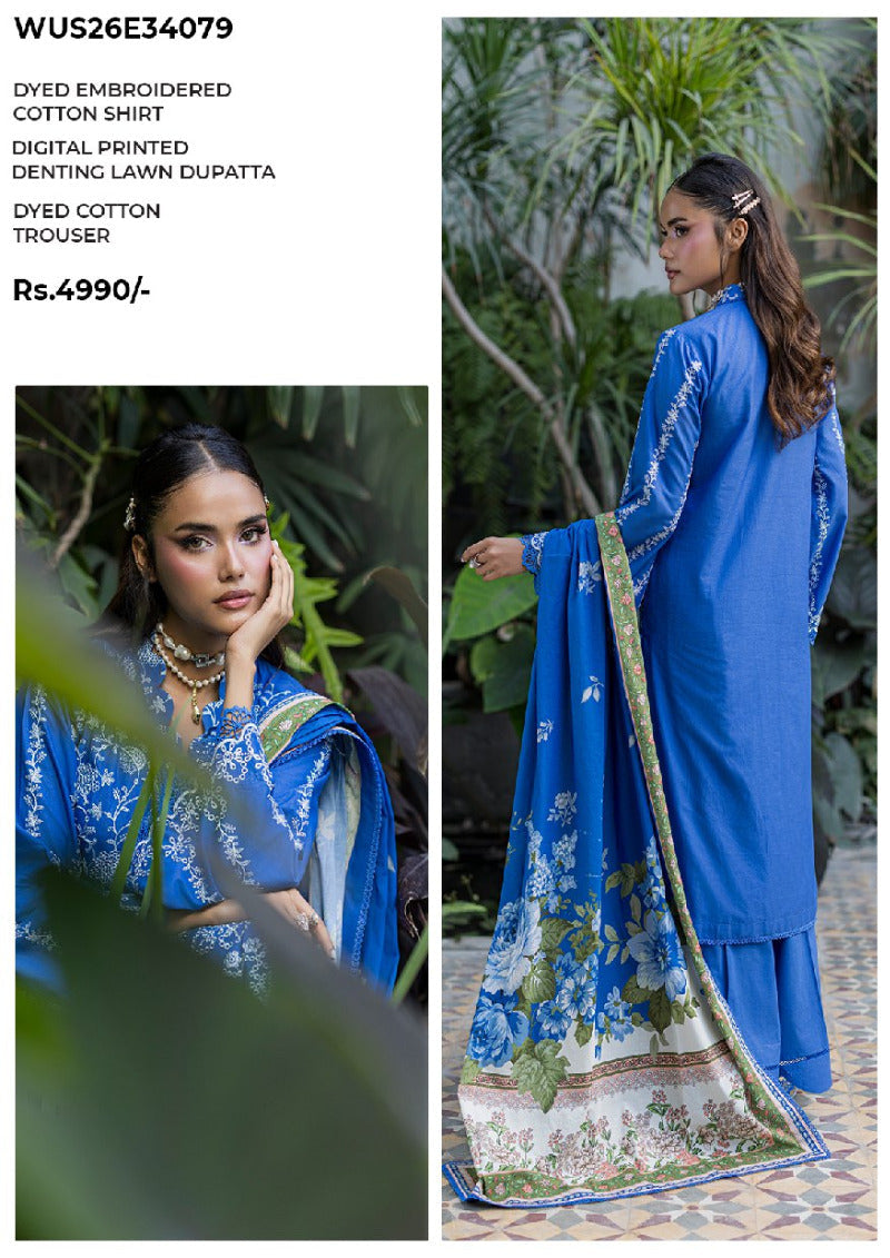 ZELLBURY | Unstitched 3 Piece Embroidered Chikankari Collection