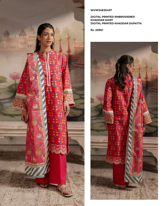 Zellbury | Unstitched 2 Pc Digital Printed Embroidered Khaddar Collection