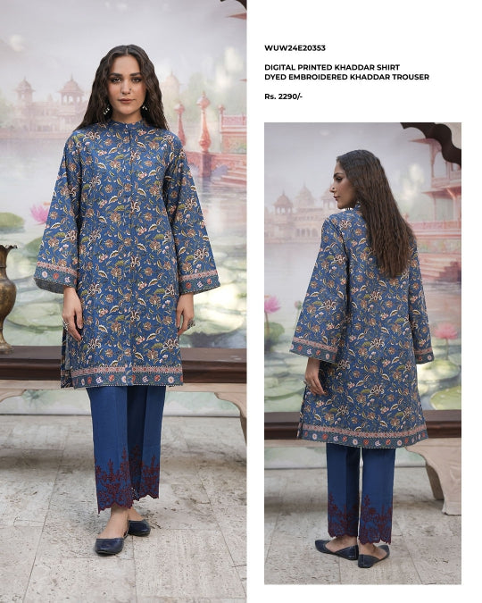 Zellbury | Unstitched 2 Pc Digital Printed Embroidered Khaddar Collection