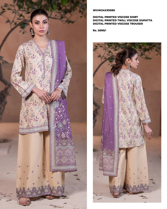 Zellbury | Unstitched 3 Piece printed viscose Collection