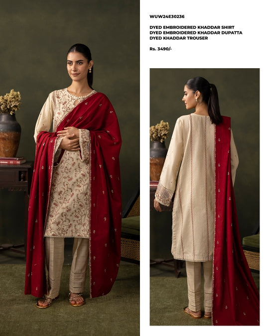 Zellbury | Unstitched 3 Piece Embroidered Khaddar Collection