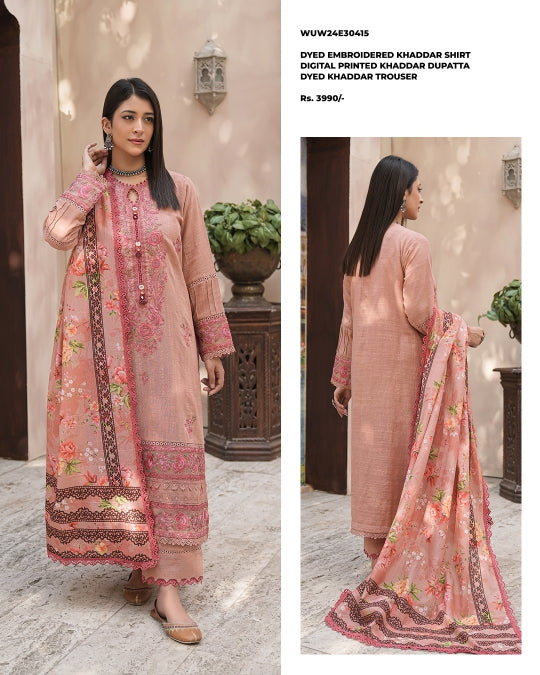 Zellbury | Unstitched 3 Piece Embroidered Khaddar Collection