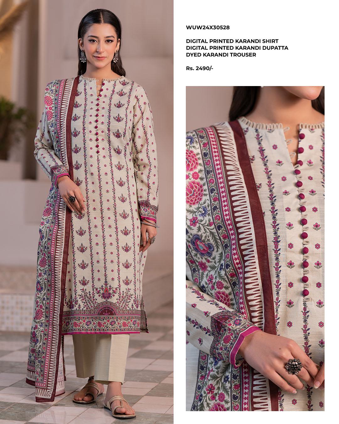 Zellbury | Unstitched 3 Piece Printed Karandi Collection