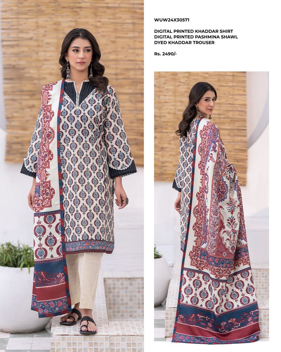 Zellbury | Unstitched 3 Piece Printed Khaddar collection