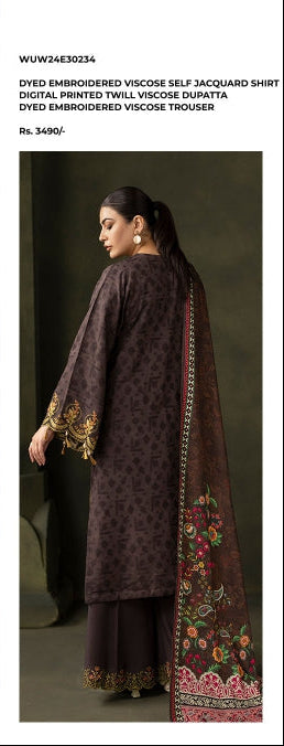 Zellbury | Unstitched 3 Pc Dyed Embroidered Viscose Collection