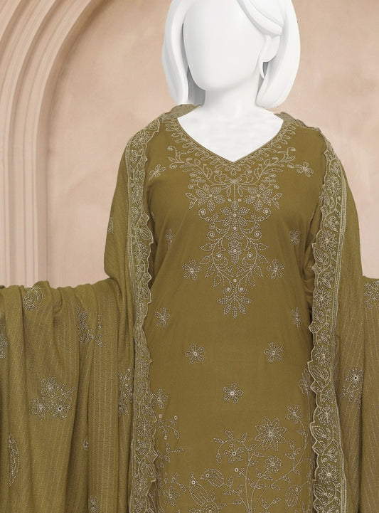 ABC Mishi embroidered Marina suit in Olive — additional details