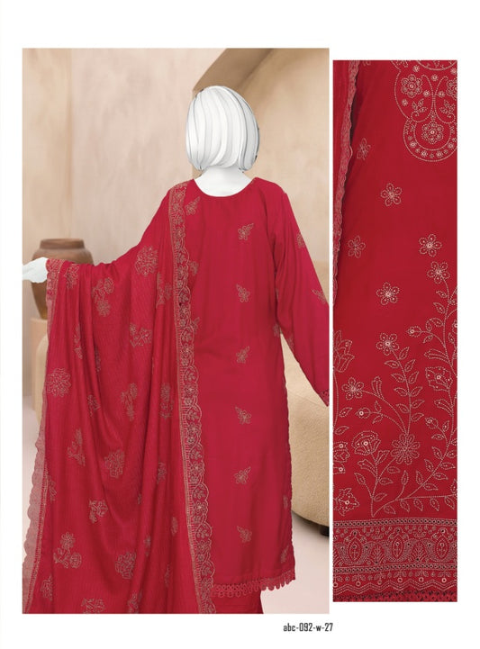 ABC Mishi embroidered Marina suit in Red — additional details