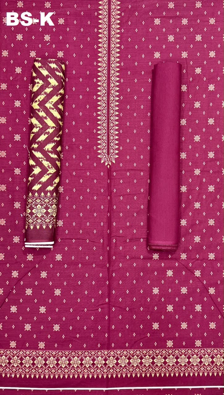 Red - BIN SAEED Unstitched 3Pc Printed Khaddar