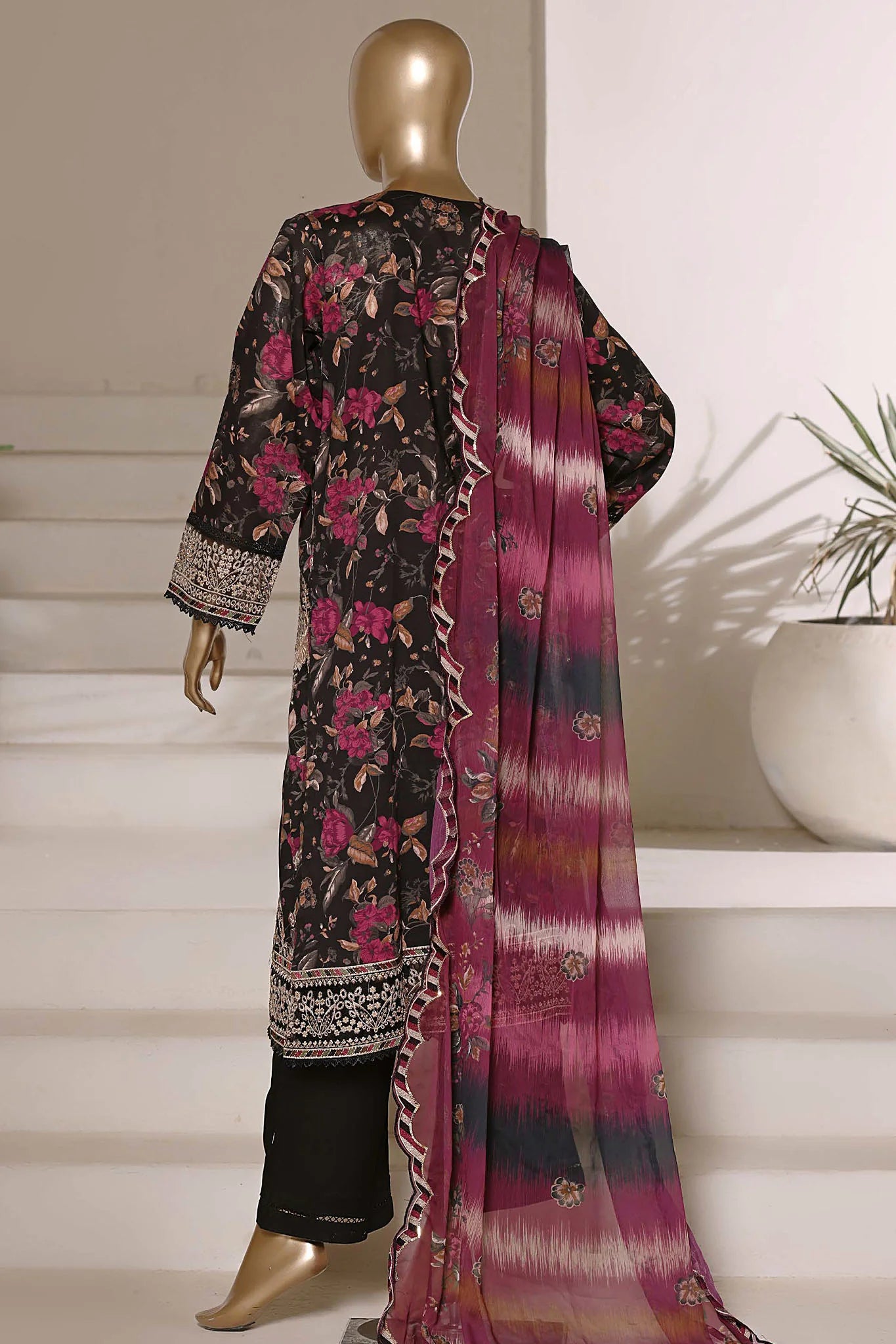 Sada Bahar | Stitch 3 PC Signature Festive Embroidered Lawn with Printed Chiffon Dupatta