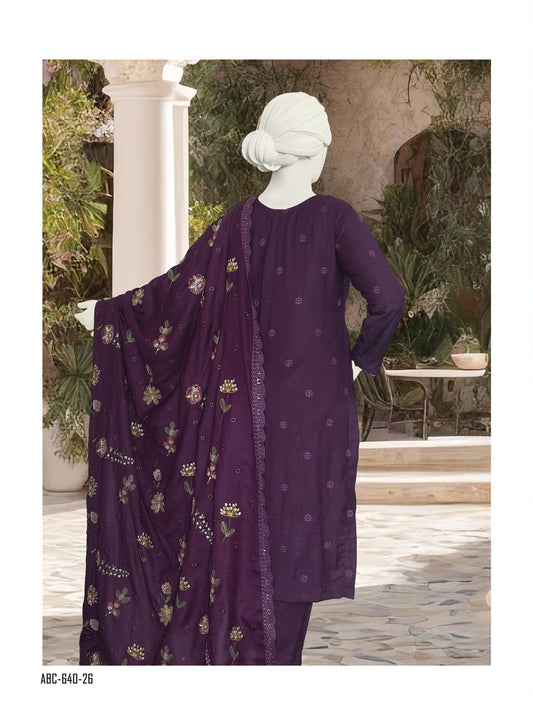 Maleeha by ABC Fabrics |  Unstitched Embroidered Winter Slub Collection