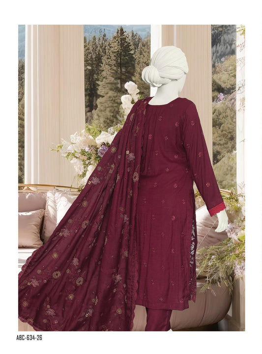 Maleeha by ABC Fabrics |  Unstitched Embroidered Winter Slub Collection