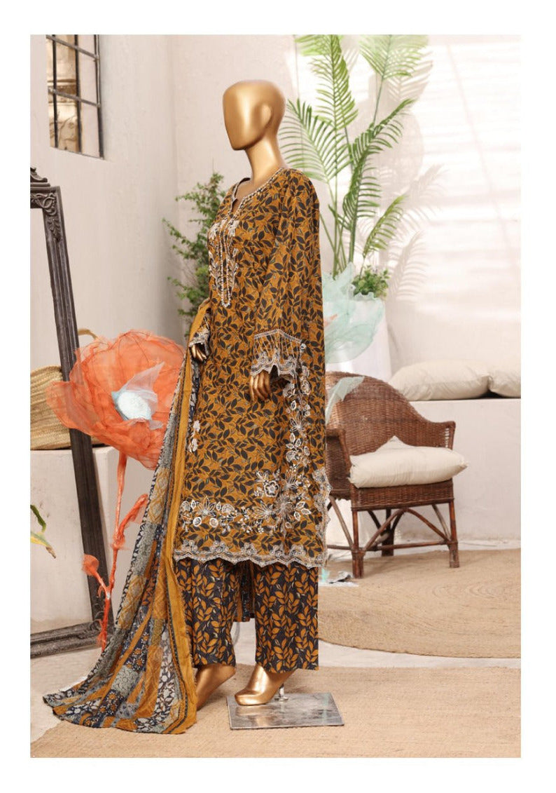 Bin Saeed | stitched 3 Pc embroidered lawn collection