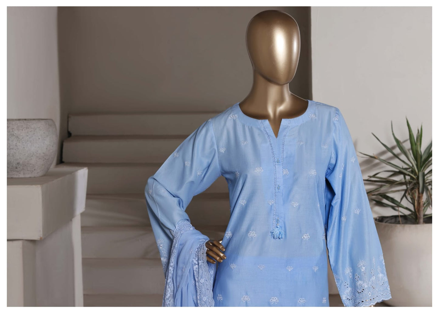 Sadabahar | Stitch 3 Pc Chikankari Laser 3D Work