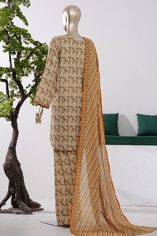 Bin Saeed | Stitch 3 Pc Printed Lawn With Farshi shalwar