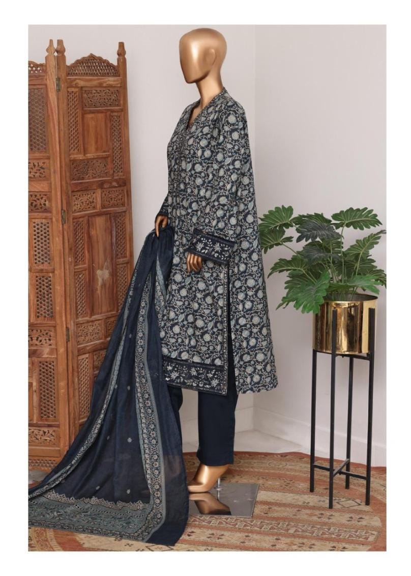 Bin Saeed | Stitch 3 Pc Embroidered Bell Bottom Lawn