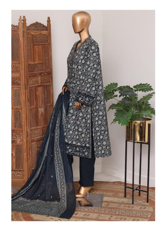 Bin Saeed | Stitch 3 Pc Embroidered Bell Bottom Lawn - BarerahFabrics