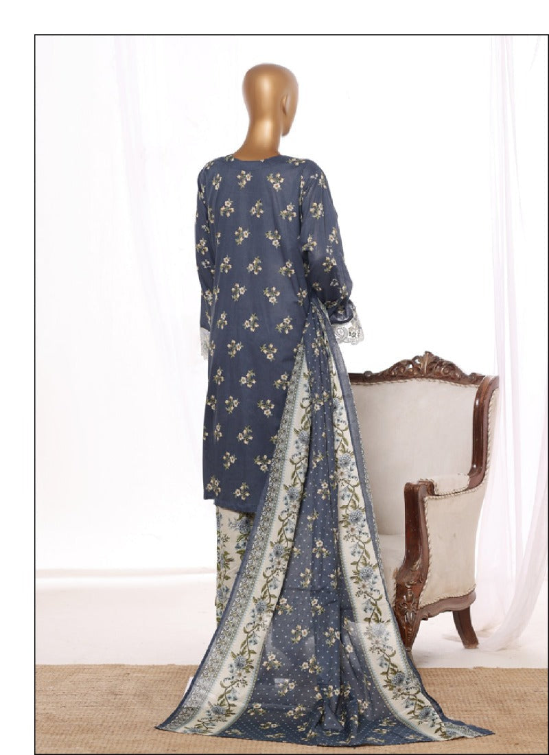 Bin Saeed | stitched 3 Pc embroidered lawn collection