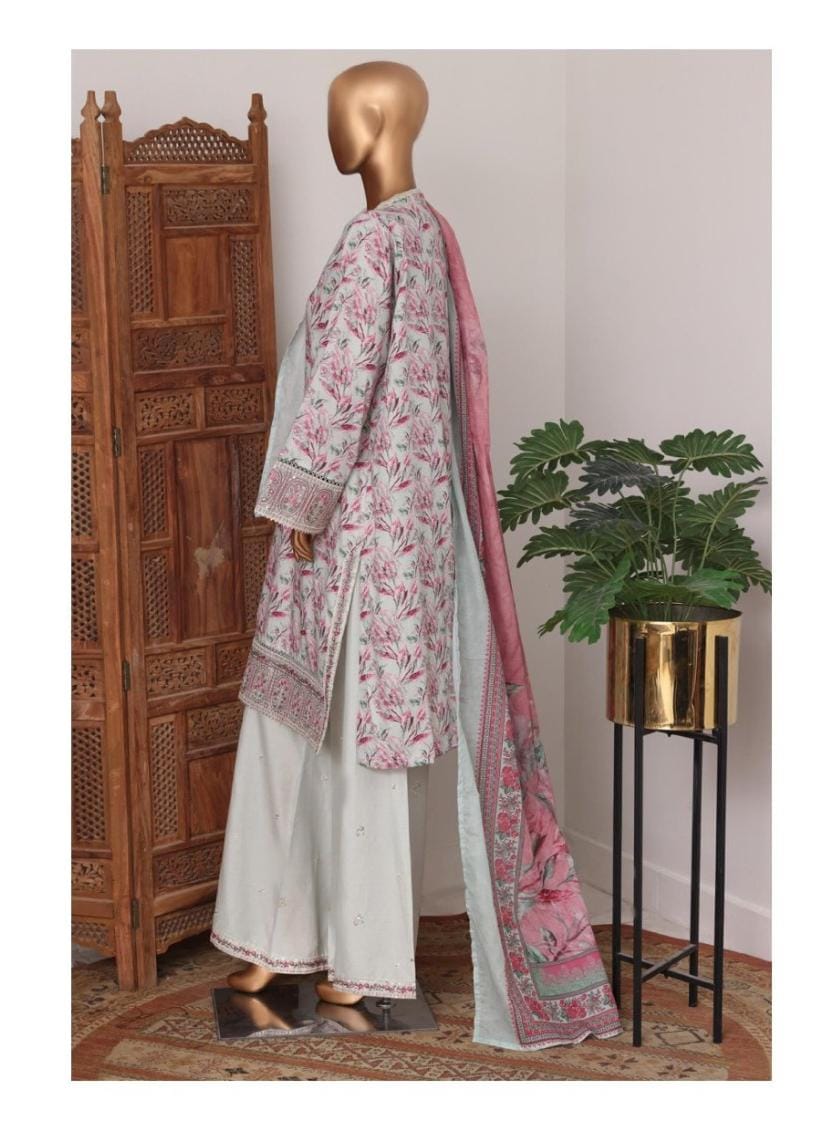 Bin Saeed | Stitch 3 Pc Embroidered Bell Bottom Lawn