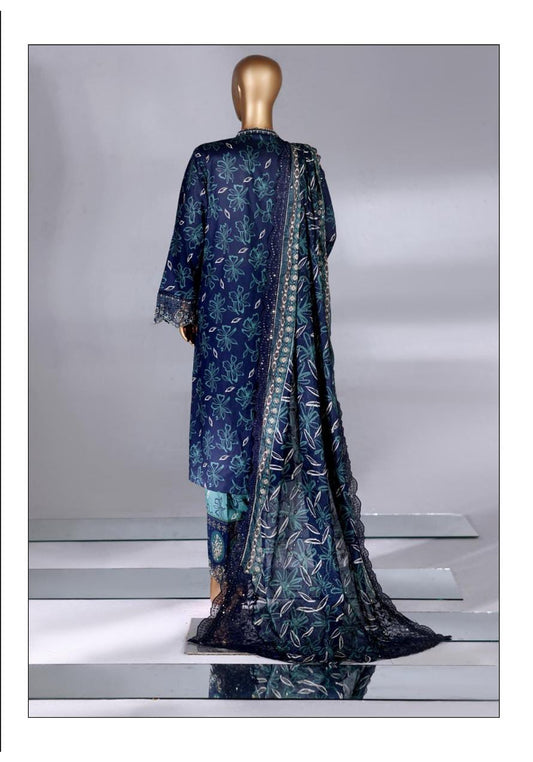 Bin Saeed | stitch 3 Pc Embroidered Lawn With Embroidered Dupatta