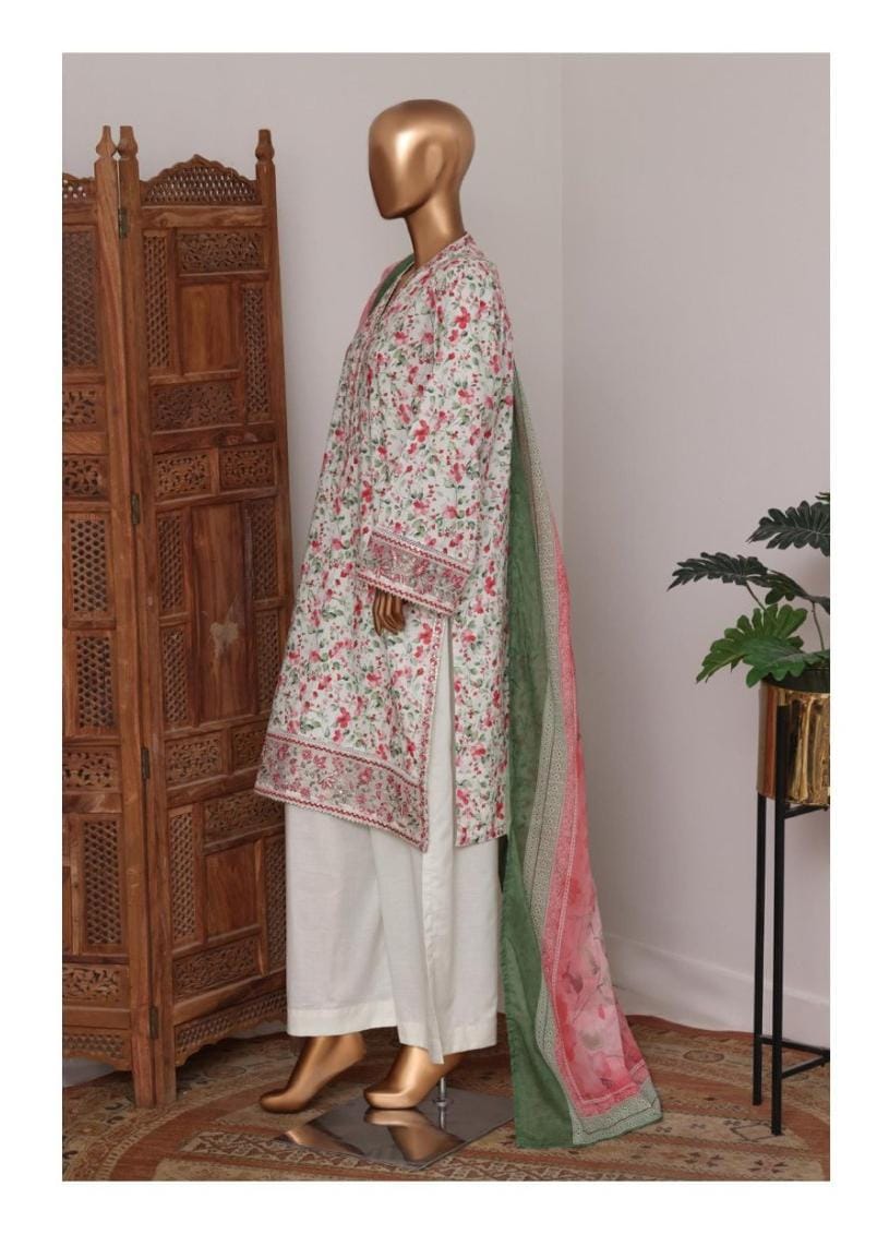 Bin Saeed | Stitch 3 Pc Embroidered Bell Bottom Lawn