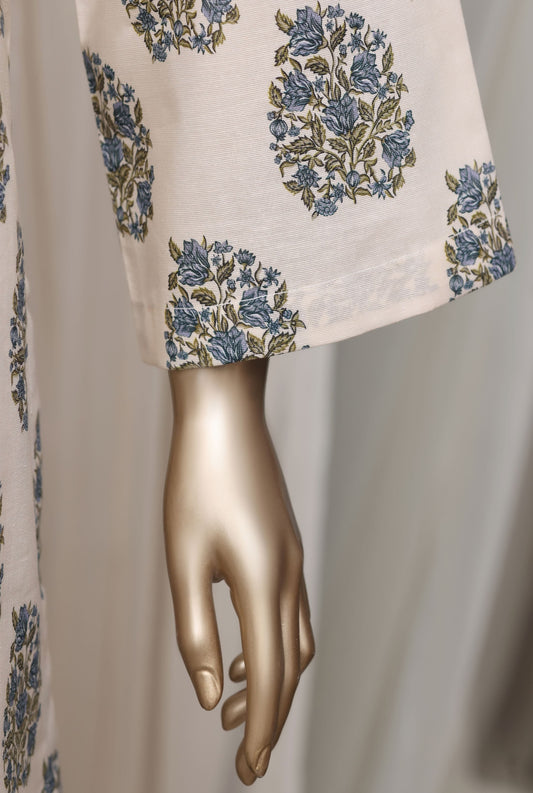 Sadabahar ivory blue floral suit trouser and dupatta detail