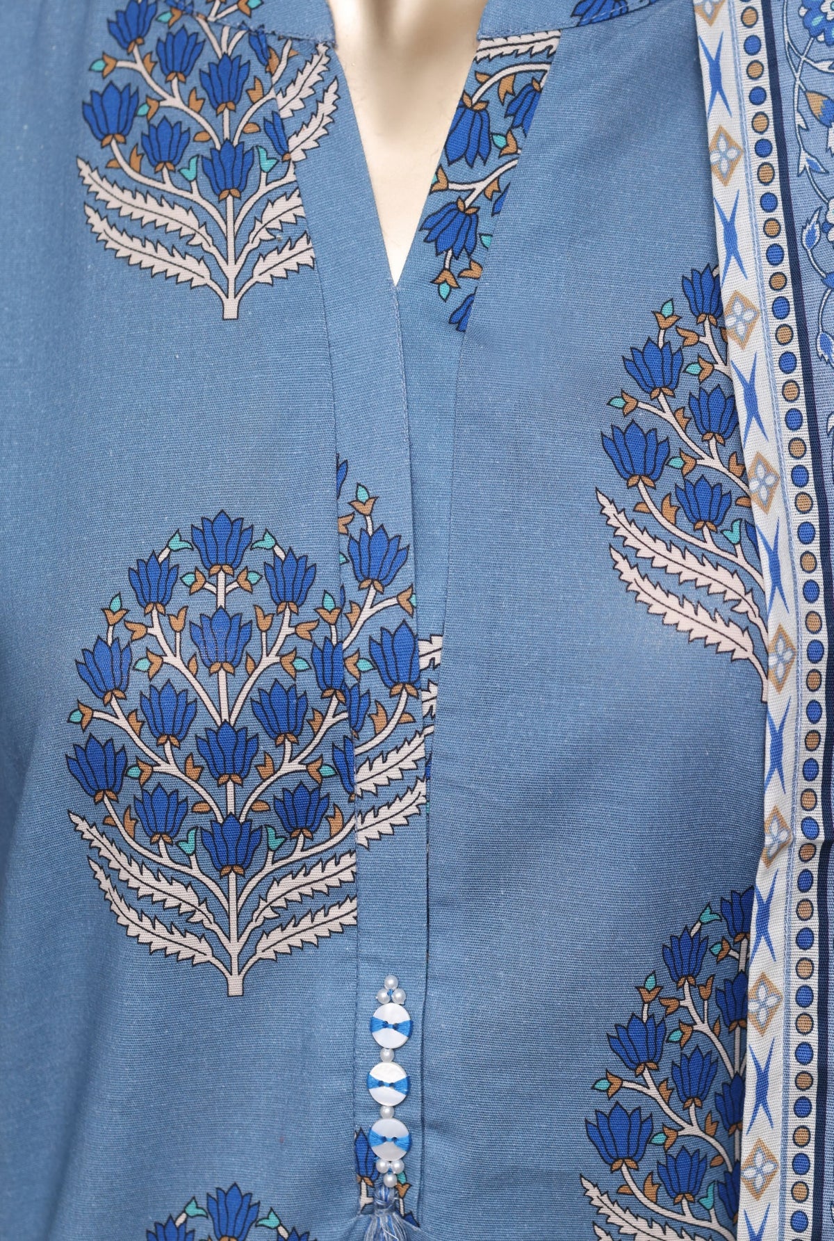 Light blue suit trouser dupatta detail