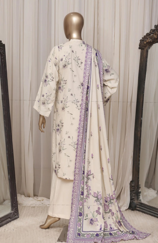 Sadabahar Off White printed linen stitched 3 piece suit - back view