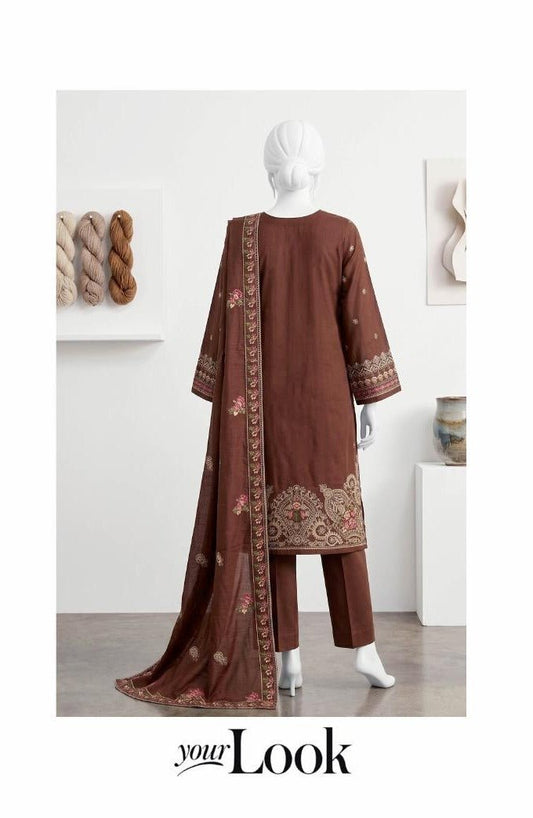 Al Boutique Centre | Panna | Unstitched Heavy Embroidered 3Pc Fancy Marina Dhanak With Shawl | Volume 04 - BarerahFabrics