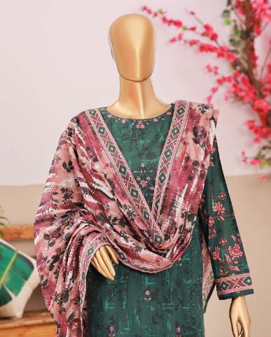 HZ | Unstitch 3 Pc Embroidered Lawn